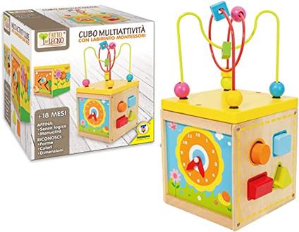 TEOREMA LOGISTICA Cubo Multiattivita Legno Bambini 1 Anno 5 in 1 Cubo Interattivo Giochi Bambini 1 Anno 2 Anni Gioco Incastri legno di Bambini Cubo