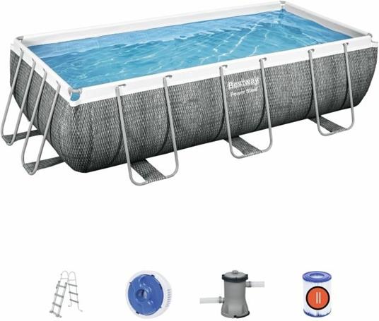 Bestway Power Steel Set piscina fuori terra 4.04 x 2.01 x 1 m Rattan grigio