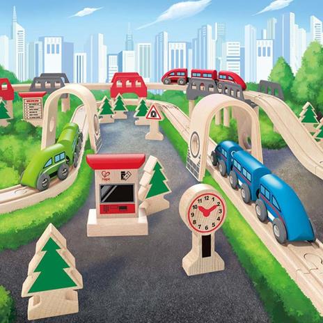 Hape Set Pista treno ferrovia High & Low E3701 - 3