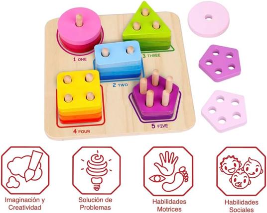 Gioco di Incastri in Legno Multiforme Verticali - 3