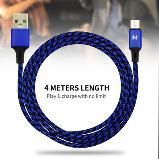 Cavo Micro USB B Ricarica Rapida per il Controller PS4, Xone (2 Pezzi, 4M) - 4