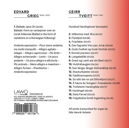 Grieg & Tveitt - CD Audio di Edvard Grieg,Geirr Tveitt,Nils Henrik Asheim - 2