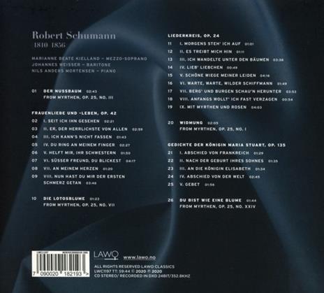 Frauenliebe Und Leben Op.42 - Liederkreis Op.24 - Maria Stuart Lieder Op.135 - Songs From Myrthe - CD Audio di Robert Schumann,Marianne Beate Kielland - 2