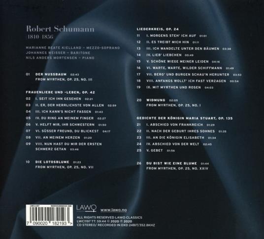 Frauenliebe Und Leben Op.42 - Liederkreis Op.24 - Maria Stuart Lieder Op.135 - Songs From Myrthe - CD Audio di Robert Schumann,Marianne Beate Kielland - 2
