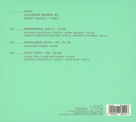 Chamber Works By Knut Vaage - CD Audio di Valen Trio,Einar Rottingen,Knut Vaage - 2