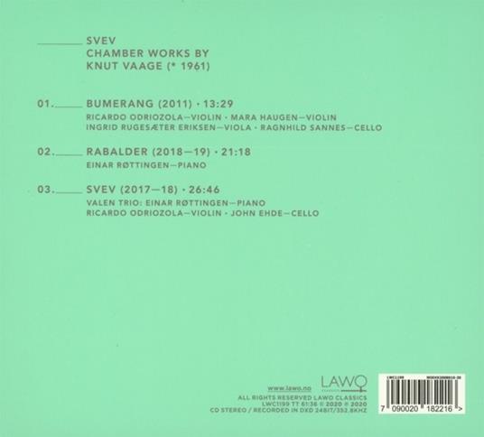Chamber Works By Knut Vaage - CD Audio di Valen Trio,Einar Rottingen,Knut Vaage - 2