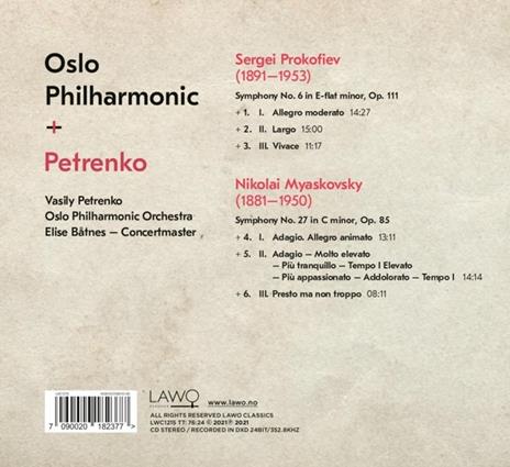 Sinfonia n.6 / Sinfonia n.27 - CD Audio di Sergei Prokofiev,Nikolai Myaskovsky,Vasily Petrenko - 2