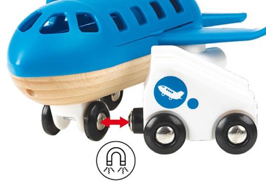 BRIO WORLD - Set Aeroplano con Scala d'Imbarco, Veicoli Giocattolo in Legno, 5 pezzi, Età 3+ Anni - 8