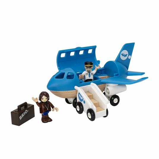 BRIO WORLD - Set Aeroplano con Scala d'Imbarco, Veicoli Giocattolo in Legno, 5 pezzi, Età 3+ Anni - 10