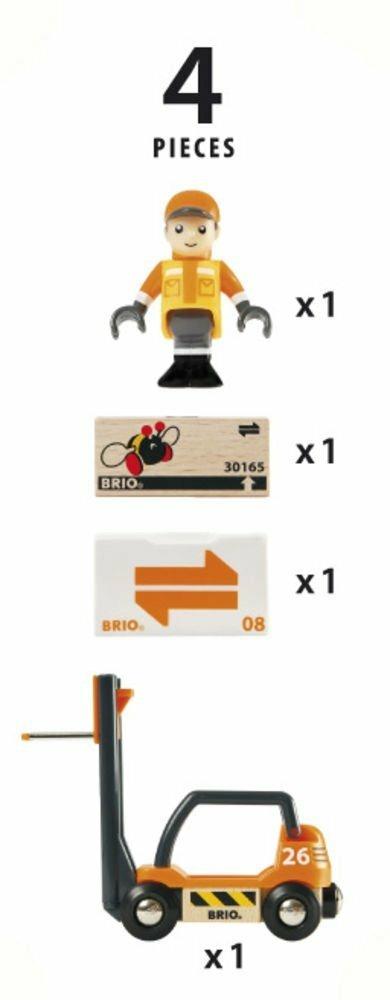 BRIO WORLD - Carrello Elevatore, Veicoli Giocattolo in Legno, 4 Pezzi, Età 3+ Anni - 10