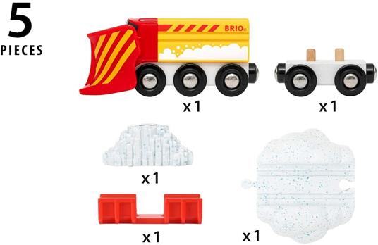 BRIO WORLD - Treno Spazzaneve, Veicoli Giocattolo in Legno, 5 pezzi, Età 3+ Anni - 5