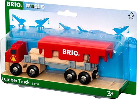 BRIO WORLD - Camion per Trasporto Tronchi, Veicoli Giocattolo in Legno, 6 Pezzi, Età 3+ Anni - 2