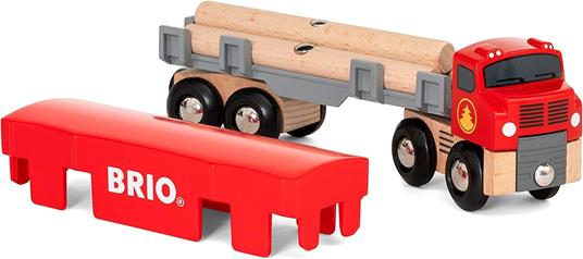 BRIO WORLD - Camion per Trasporto Tronchi, Veicoli Giocattolo in Legno, 6 Pezzi, Età 3+ Anni - 3