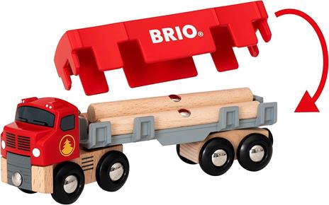 BRIO WORLD - Camion per Trasporto Tronchi, Veicoli Giocattolo in Legno, 6 Pezzi, Età 3+ Anni - 5