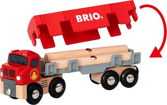 BRIO WORLD - Camion per Trasporto Tronchi, Veicoli Giocattolo in Legno, 6 Pezzi, Età 3+ Anni - 5