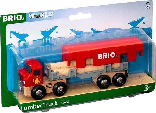 BRIO WORLD - Camion per Trasporto Tronchi, Veicoli Giocattolo in Legno, 6 Pezzi, Età 3+ Anni - 6