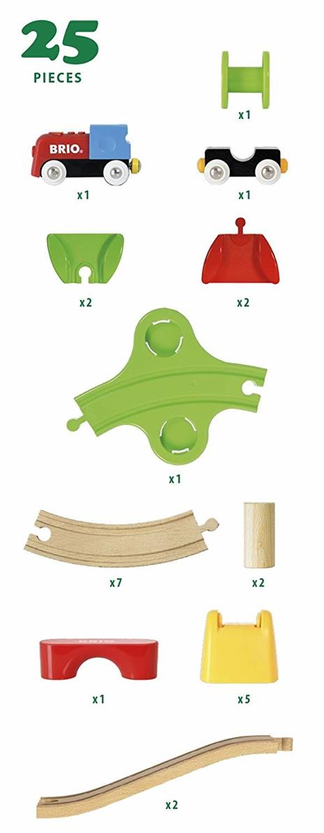 BRIO - Set La Mia Prima Ferrovia con Treno a Batterie, Pista Trenino BRIO, 25 Pezzi, Età 18+ Mesi - 15