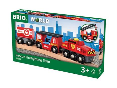 BRIO WORLD - Treno dei Pompieri, Veicoli per Pista Trenino BRIO, 4 Pezzi, Età 3+ Anni - 4