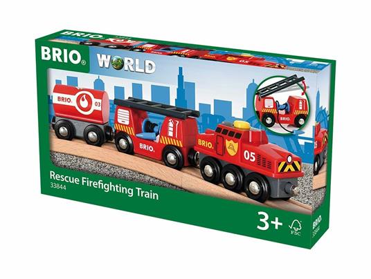 BRIO WORLD - Treno dei Pompieri, Veicoli per Pista Trenino BRIO, 4 Pezzi, Età 3+ Anni - 8