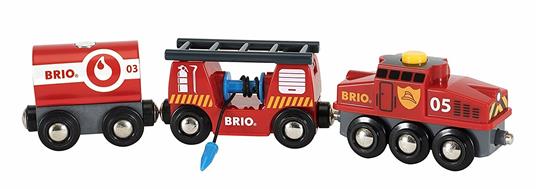 BRIO WORLD - Treno dei Pompieri, Veicoli per Pista Trenino BRIO, 4 Pezzi, Età 3+ Anni - 9