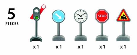 BRIO WORLD - Kit Segnaletica Ferroviaria, Accessorio per Pista Trenino BRIO, 5 Pezzi, Età 3+ Anni - 8