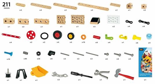 BRIO BUILDER - Set Costruzioni con Attrezzi, Kit per Veicoli da Montare, 211 Pezzi, Età 3+ Anni - 13