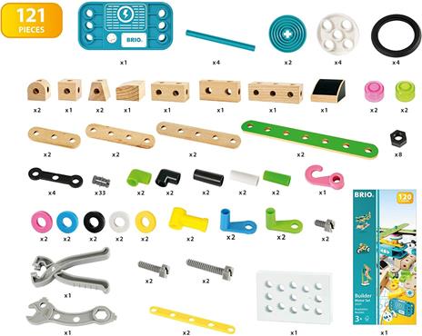 BRIO BUILDER - Set di Costruzioni con Motore, Kit per Veicoli da Montare, 121 Pezzi, Età 3+ Anni - 5