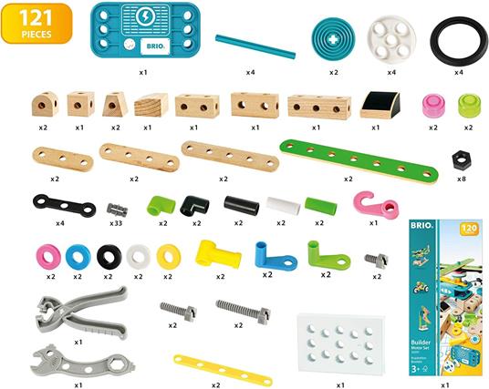 BRIO BUILDER - Set di Costruzioni con Motore, Kit per Veicoli da Montare, 121 Pezzi, Età 3+ Anni - 5