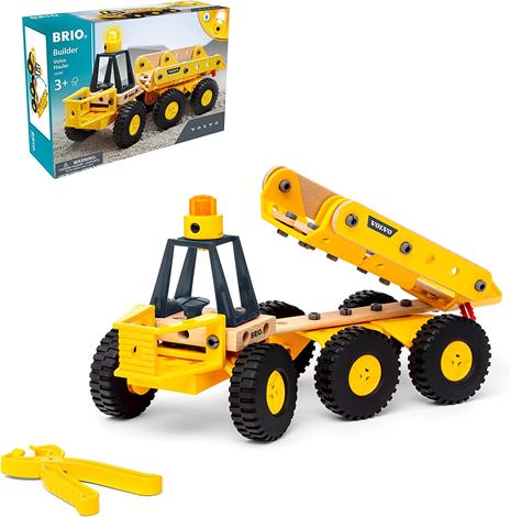 BRIO BUILDER - Autotrasportatore Volvo con Luce, Kit costruzioni Veicolo da Cantiere, 55 Pezzi, Età 3+ Anni