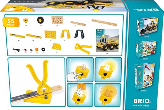 BRIO BUILDER - Autotrasportatore Volvo con Luce, Kit costruzioni Veicolo da Cantiere, 55 Pezzi, Età 3+ Anni - 3