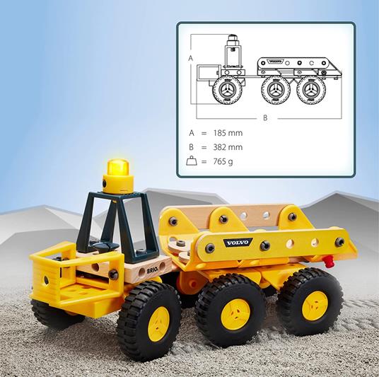 BRIO BUILDER - Autotrasportatore Volvo con Luce, Kit costruzioni Veicolo da Cantiere, 55 Pezzi, Età 3+ Anni - 5
