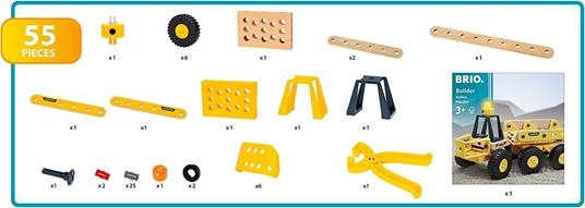 BRIO BUILDER - Autotrasportatore Volvo con Luce, Kit costruzioni Veicolo da Cantiere, 55 Pezzi, Età 3+ Anni - 6