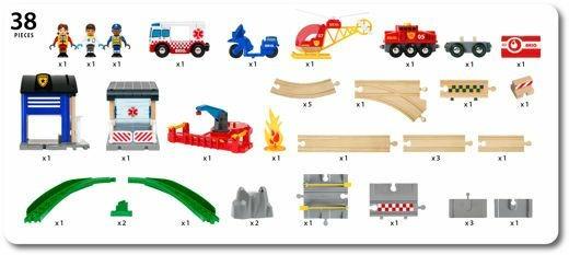 BRIO WORLD - Set Ferrovia Squadra di Soccorso, Pista Trenino con Accessori, 44 pezzi, Età 3+ Anni - 2