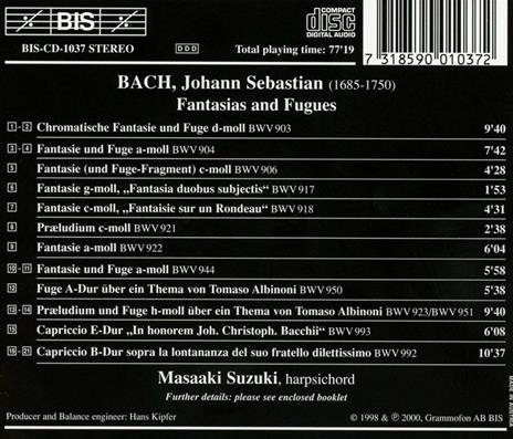 Fantasie e fughe - CD Audio di Johann Sebastian Bach,Masaaki Suzuki - 2