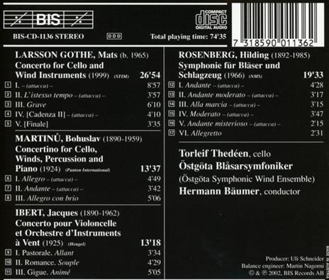 Concertos For Cello & Winds - CD Audio di Torleif Thedéen - 2