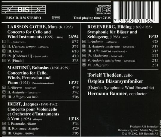 Concertos For Cello & Winds - CD Audio di Torleif Thedéen - 2
