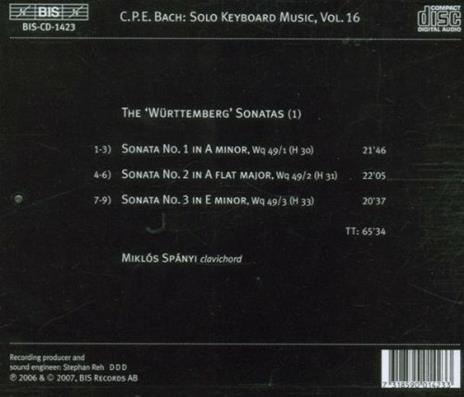 Musica per strumento a tastiera solo vol.1 - CD Audio di Carl Philipp Emanuel Bach - 2