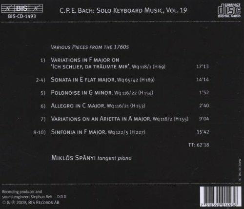 Musica per strumento a tastiera solo vol.19 - CD Audio di Carl Philipp Emanuel Bach,Miklos Spanyi - 2