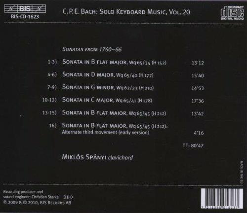 Musica per strumento a tastiera solo vol.20 - CD Audio di Carl Philipp Emanuel Bach,Miklos Spanyi - 2