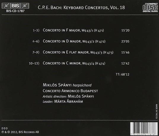 Concerti per strumento a tastiera vol.18 - CD Audio di Carl Philipp Emanuel Bach - 2