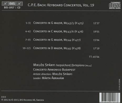 Keyboard Concertos vol.19 - CD Audio di Carl Philipp Emanuel Bach - 2
