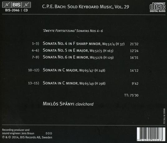Musica per strumento a tastiera solo vol.29 - CD Audio di Carl Philipp Emanuel Bach - 2