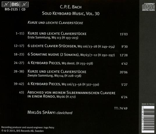 Musica per strumento a tastiera solo vol.30 - CD Audio di Carl Philipp Emanuel Bach - 2