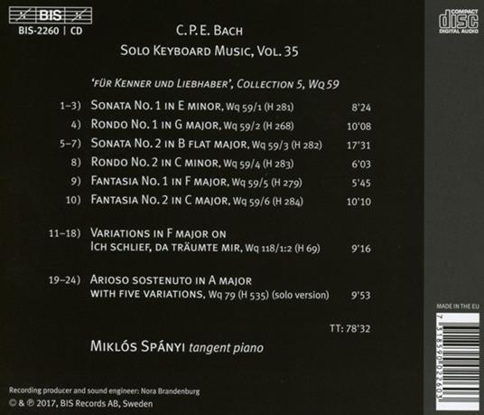 Musica per strumento a tastiera solo vol.35 - SuperAudio CD di Carl Philipp Emanuel Bach - 2