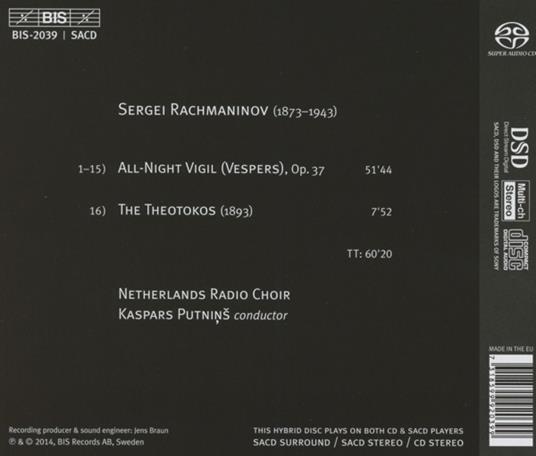 Vespri - CD Audio di Sergei Rachmaninov - 2