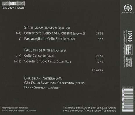 Cello Concertos - CD Audio di William Walton,Christian Poltera - 2