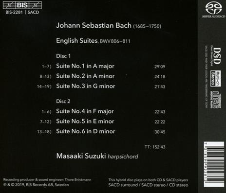 Suites inglesi - SuperAudio CD di Johann Sebastian Bach,Masaaki Suzuki - 2