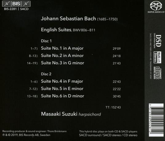 Suites inglesi - SuperAudio CD di Johann Sebastian Bach,Masaaki Suzuki - 2