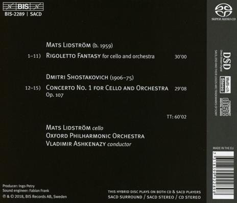 Rigoletto Fantasy / Concerto per violoncello n.1 - CD Audio di Dmitri Shostakovich,Mats Lidström - 2