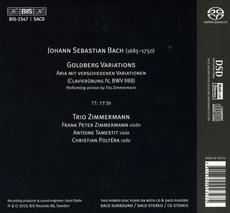 Variazioni Goldberg BWV988 - SuperAudio CD di Johann Sebastian Bach,Trio Zimmermann - 2